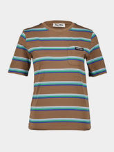 Miu Miu Striped Logo Jersey T-Shirt