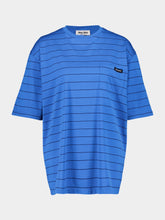 Miu Miu Blue Striped Cotton Jersey T-Shirt