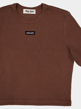Miu Miu Brown Embroidered Cotton T-Shirt