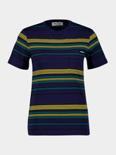 Miu Miu Blue and Green Striped Jersey T-Shirt