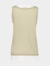 Miu Miu White and Pumice Ribbed Jersey Tank Top