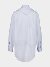 Miu Miu Blue Oversized Bow Neck Cotton Shirt