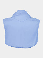 Miu Miu Blue Sleeveless Shirt with Bow Neck