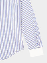 Miu Miu Light Blue Striped Cotton Poplin Shirt with Contrast Collar