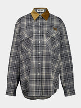 Miu Miu Slate Grey Checked Flannel Shirt
