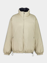 Miu Miu Beige Sable and Blue Reversible Technical Down Jacket