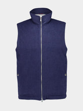 Brunello Cucinelli Blue Bonded Wool Flannel Down Vest