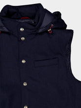 Brunello Cucinelli Navy Bonded Wool Flannel Down Vest