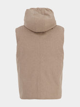 Brunello Cucinelli Hazelnut Bonded Wool Flannel Down Vest with Detachable Hood