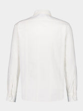Brunello Cucinelli White Tone-on-Tone Jacquard Stripe Shirt with Chest Pockets