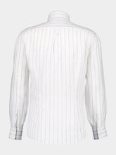 Brunello Cucinelli White Linen Striped Long-Sleeve Shirt