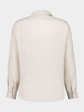 Brunello Cucinelli Beige Linen Easy Fit Shirt with Camp Collar