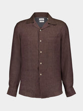Brunello Cucinelli Brown Linen Button-Up Shirt