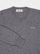 Miu Miu Slate Grey V-Neck Wool Jumper