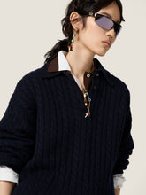 Miu Miu Navy Blue Cashmere Knit Polo Shirt