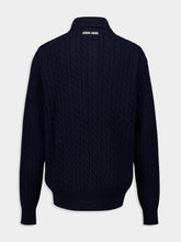 Miu Miu Navy Blue Cashmere Knit Polo Shirt