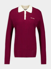 Miu Miu Amaranth Ribbed Cashmere Polo Shirt