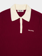 Miu Miu Amaranth Ribbed Cashmere Polo Shirt