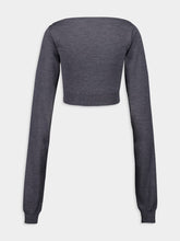 Miu Miu Slate Grey Cropped Wool Boat-Neck Sweater