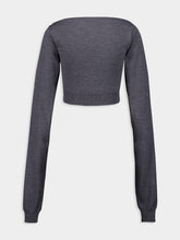 Miu Miu Slate Grey Cropped Wool Boat-Neck Sweater
