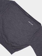 Miu Miu Slate Grey Cropped Wool Boat-Neck Sweater