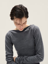 Miu Miu Slate Grey Cropped Wool Boat-Neck Sweater