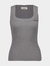 Miu Miu Grey Ribbed Cotton Tank Top