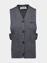 Miu Miu Slate Grey Cashmere Cardigan Vest
