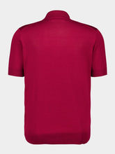 Brunello Cucinelli Cherry Red Knitted Polo with Buttoned Neck