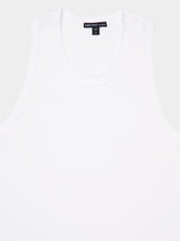 James Perse White Ribbed Cotton-Lycra Tank Top