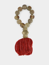 Studio Julia Atlas Light Grey Tassel Prayer Bead Artwork