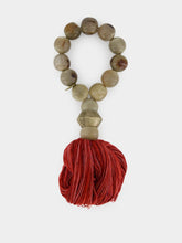 Studio Julia Atlas Light Grey Tassel Prayer Bead Artwork