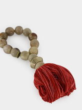 Studio Julia Atlas Light Grey Tassel Prayer Bead Artwork