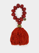 Studio Julia Atlas Red Tassel Prayer Bead Artwork
