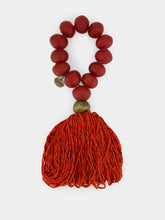 Studio Julia Atlas Red Tassel Prayer Bead Artwork