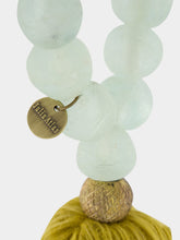 Studio Julia Atlas Ice White and Gold Prayer Bead Artwork