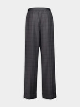 Miu Miu Slate Grey Prince of Wales Straight-Leg Wool Trousers
