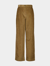 Camel Wide-Leg Corduroy Trousers