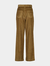 Camel Wide-Leg Corduroy Trousers