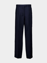 Miu Miu Navy Kid Mohair Straight-Leg Pants