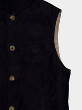 Brunello Cucinelli Navy Blue Suede Down Vest