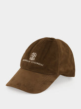 Brunello Cucinelli Brown Suede Baseball Cap with Embroidered Logo