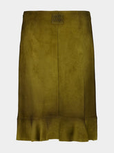 Miu Miu Green Waxed Suede Midi Skirt