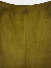 Miu Miu Green Waxed Suede Midi Skirt