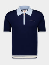 Casablanca Navy Merino Knit Tennis Polo Shirt