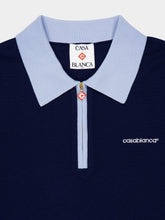 Casablanca Navy Merino Knit Tennis Polo Shirt