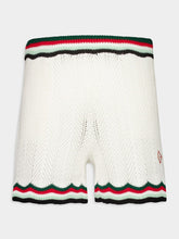 Casablanca White Cotton Chevron Crochet Shorts
