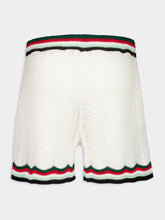 Casablanca White Cotton Chevron Crochet Shorts