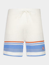 Casablanca Blue Cotton Tennis Crochet Shorts