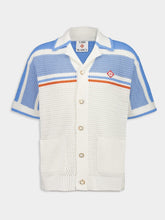 Casablanca Blue Cotton Tennis Short Sleeve Crochet Shirt